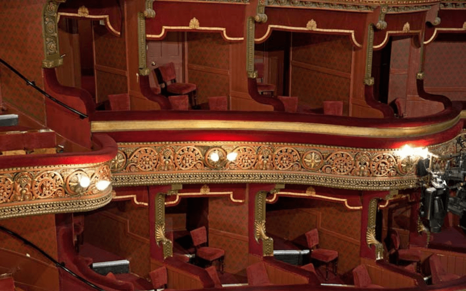 The boxes in the auditorium of Leeds Grand Theatre