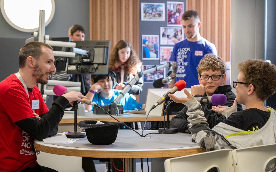 Chapel FM working with young people Young people working in the Chapel FM radio studio