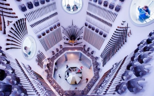Hall of Steel at the Royal Armouries Looking down The Hall of Steel