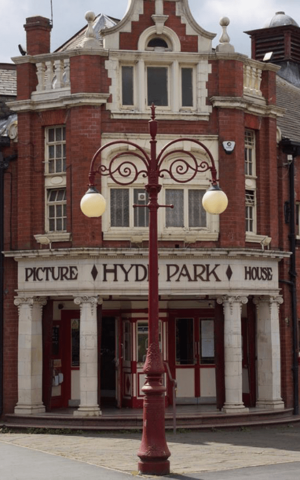 The lamppost outside the entrance to The Hyde Park Picture House