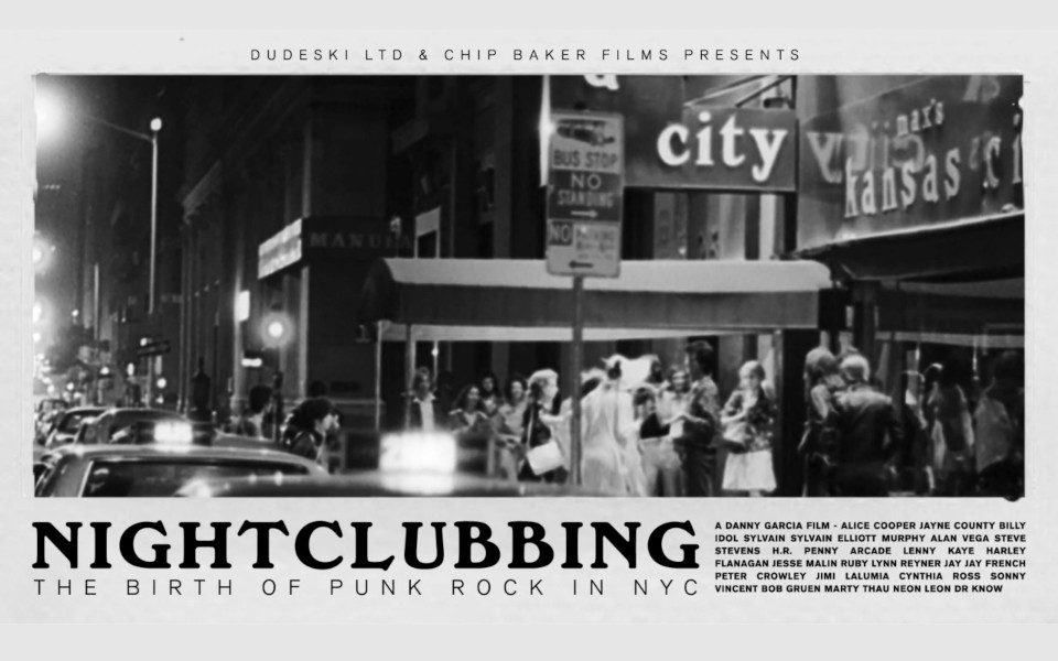 Nightclubbing: The Birth of Punk Rock in NYC movie poster, a black-and-white photo of the bar