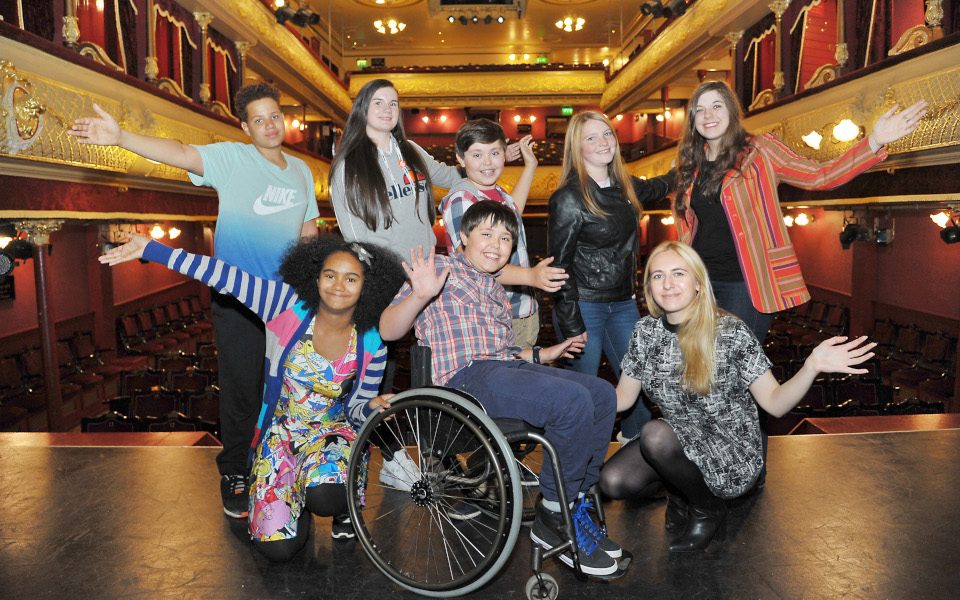 A group of young people on the City Varieties stage