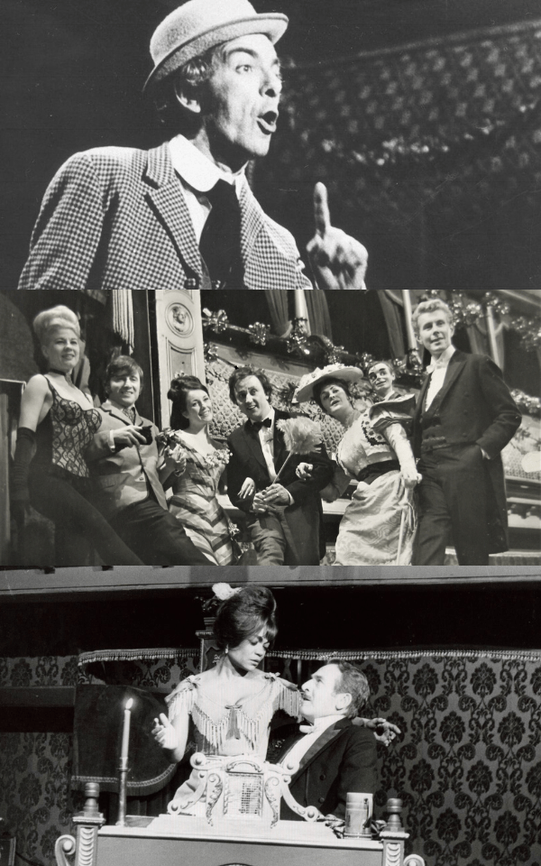 The Good Old Days - Notable Acts over the years. Top: Barry Cryer, Middle: Ken Dodd and Company, Bottom: Eartha Kitt with Leonard Sachs