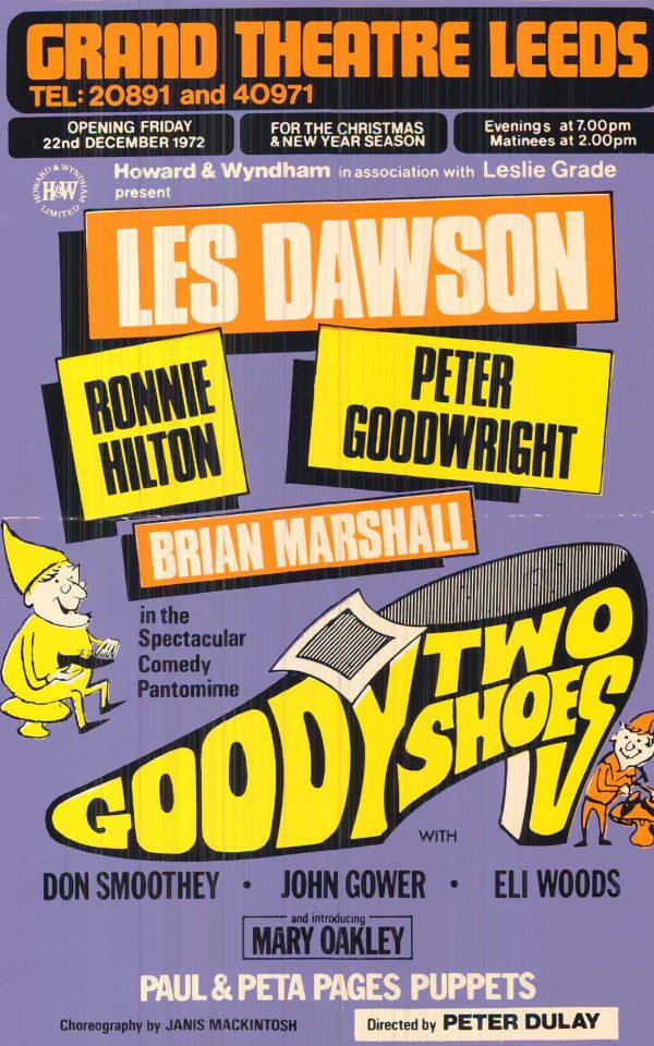 A poster for Goody Two Shows with Les Dawson's name on