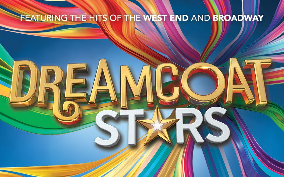 Dreamcoat Stars title with a rainbow background