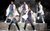 Greatest Days LtoR Regan Gascoigne, Archie Durrant, Jamie Corner, Kalifa Burto & Alexanda O'Reilly in Greatest Days. The men are wearing white coats and dancing in unison.