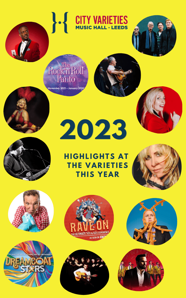 Text reading 2023 Highlights at The Varieties this year with logos of the upcoming shows