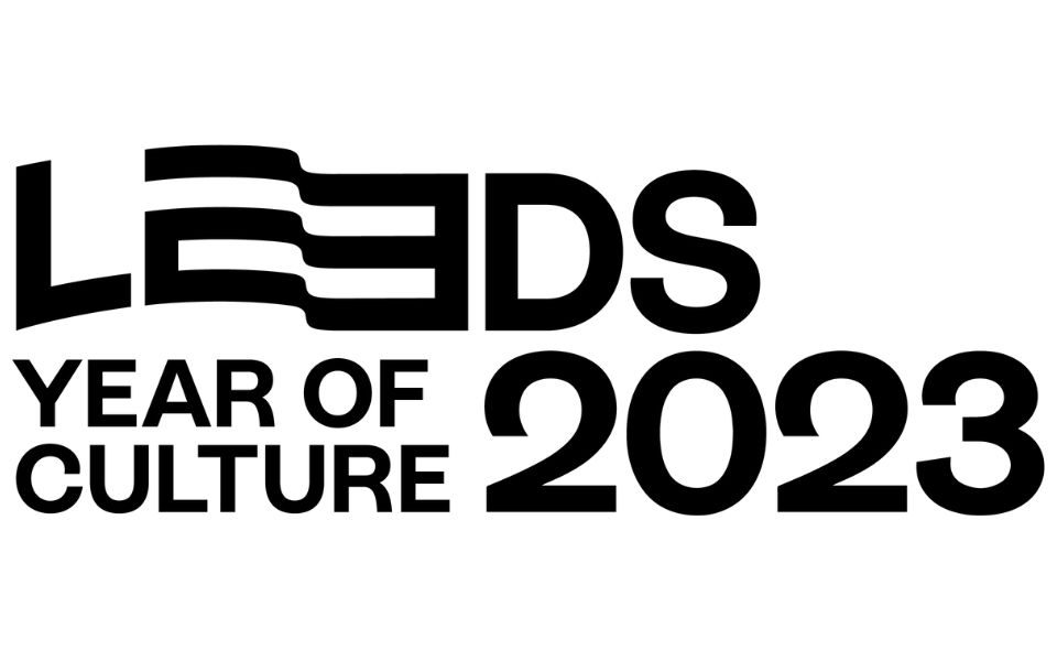 Leeds 2023 Year of Culture logo in black and white