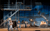Ariadne auf Naxos, GöteborgsOperan 2018 A film set on stage with scaffolding and a raised platform. There is a woman pushing a clothes rail and men checking film cameras and spotlights.
