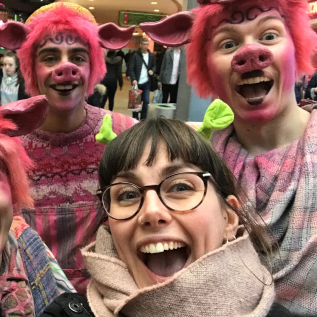 The pigs of Shrek and Anna on a 'walkabout' in the Trinity Centre. Anna was a chaperone for them while they caused madness running in and out of shops!