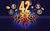 42nd Street There are stacks of coins with 42nd street on top. There are dancers in red dresses and suits in front of the coins; Nicole-Lily Baisden is at the front of the dancers. Samantha Womack, Michael Praed, Faye Tozer, and Les Dennis each in a coin.
