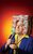 Tim Vine 2018 Tim Vine with milk bottles taped in a square around his head. He holds a microphone and looks off camera.