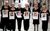 The Calendar Girls The Calendar Girls (LtoR) Tricia Stewart, Angela Baker, Beryl Bamforth, Lynda Logan, Chris Clancy and Ros Fawcett. They are all holding their calendar month. All the women also have sunflowers pinned on their black outfits.
