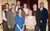 The Mousetrap 2012 Gala Performance Harry Lloyd, Julie Walters, Patrick Stewart, Iain Glen, Tamsin Greig, Nicholas Farrell, Hugh Bonneville and Miranda Hart smiling at the camera in their 1950s costumes from The Mousetrap.
