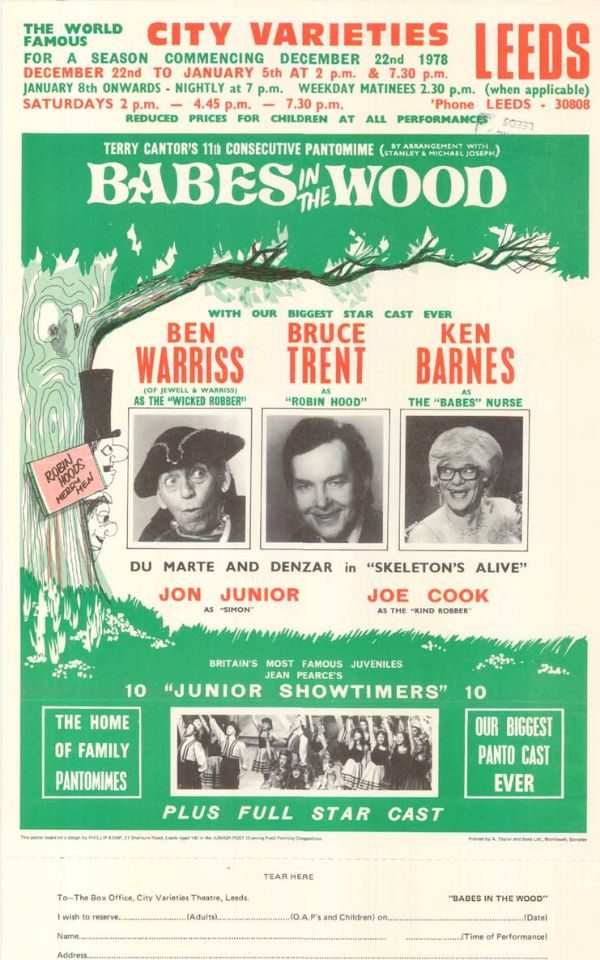 A flyer for the 1978 pantomime, Babes in the Wood, at City Varieties Music Hall. Credit: Leodis