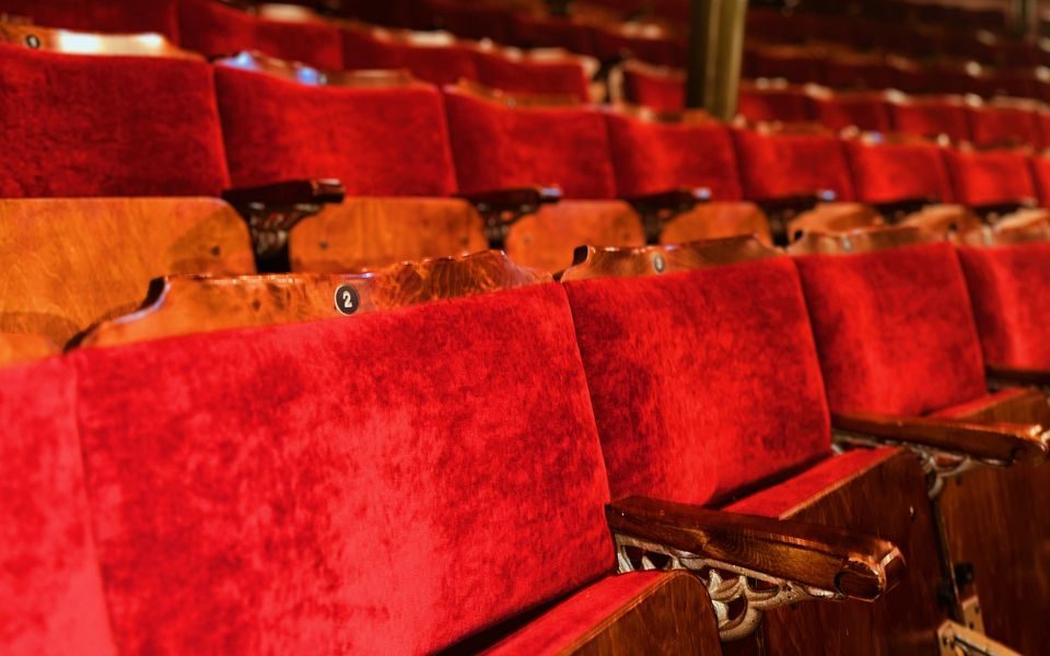 The seats in the auditorium at Leeds Grand Theatre.