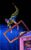 Peter Pan Goes Wrong Peter Pan suspended in the air from wires holding up a large frame during Peter Pan Goes Wrong