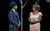 Carly Mercedes Dyer as Faye Treadwell and Miles Anthony Daley as George Treadwell Carly Mercedes Dyer as Faye Treadwell and Miles Anthony Daley as George Treadwell on stage smiling at each other.