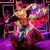 Fantastically Great Women Who Changed the World The character of Frida Kahlo on stage on a floaty multi-coloured dress.