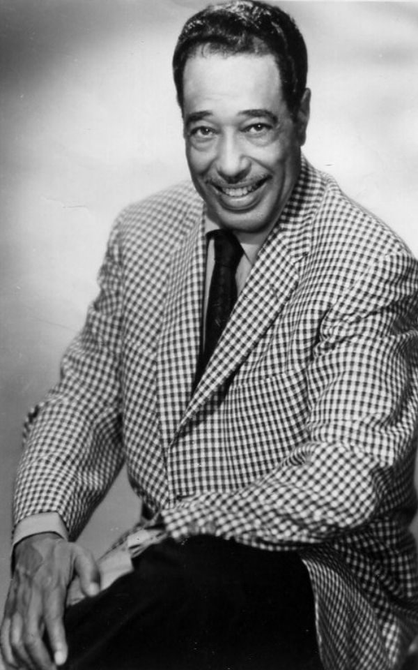 A black and white photo of Duke Ellington.