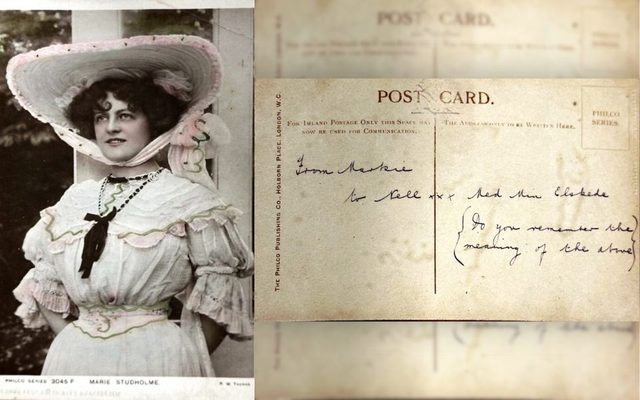 Front: Marie Studholme Back: From Markie to Nell xxx Med Min Elokede (Do you remember the meaning of the above)