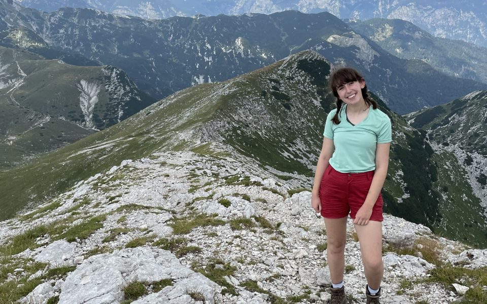 Sarah on the Lower Bohinj ridge in Slovenia