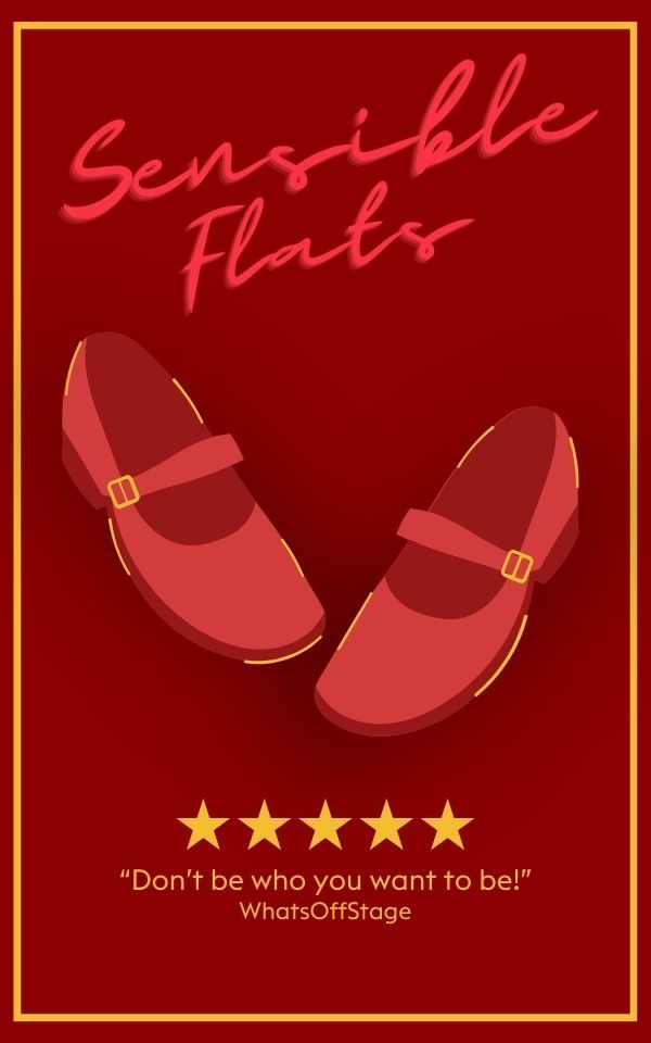 A poster for fictional show Sensible Flats with a five star review from WhatsOffStage that reads 