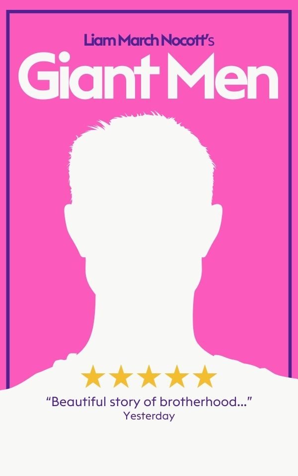 A poster for fictional show Giant Men with a five star review from Yesterday that reads 