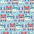 Wintertime Colourful illustrations of Leeds Grand Theatre, City Varieties Music Hall and Hyde Park Picture House lined up in rows against a light blue background with snowflakes