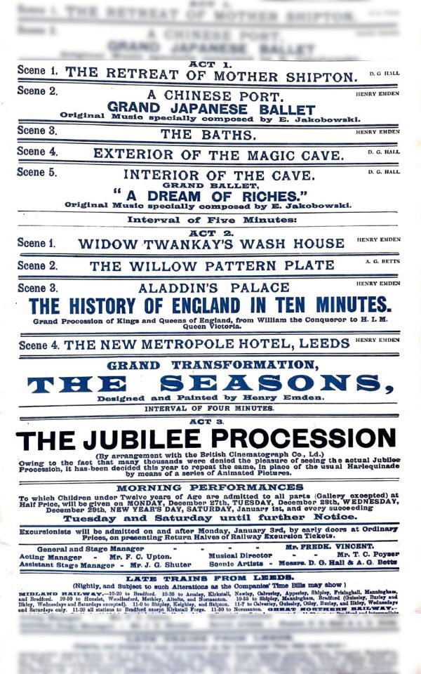 A long programme for Aladdin from 1897, notably mentioning the Act 2 'Jubilee Procession'